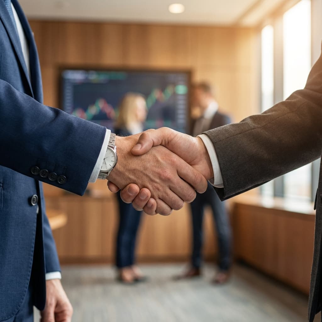 Professional handshake representing partnership